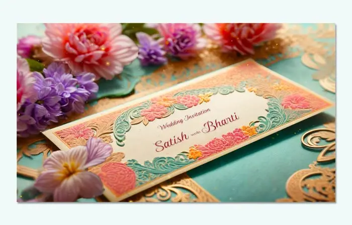 Beautiful 3D Floral Design Wedding Invitation E-Card Design Slideshow